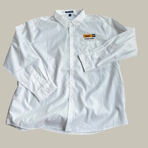 Port Authority Mens 3XL White Carter CAT Logo Button Down Work Shirt Long Sleeve